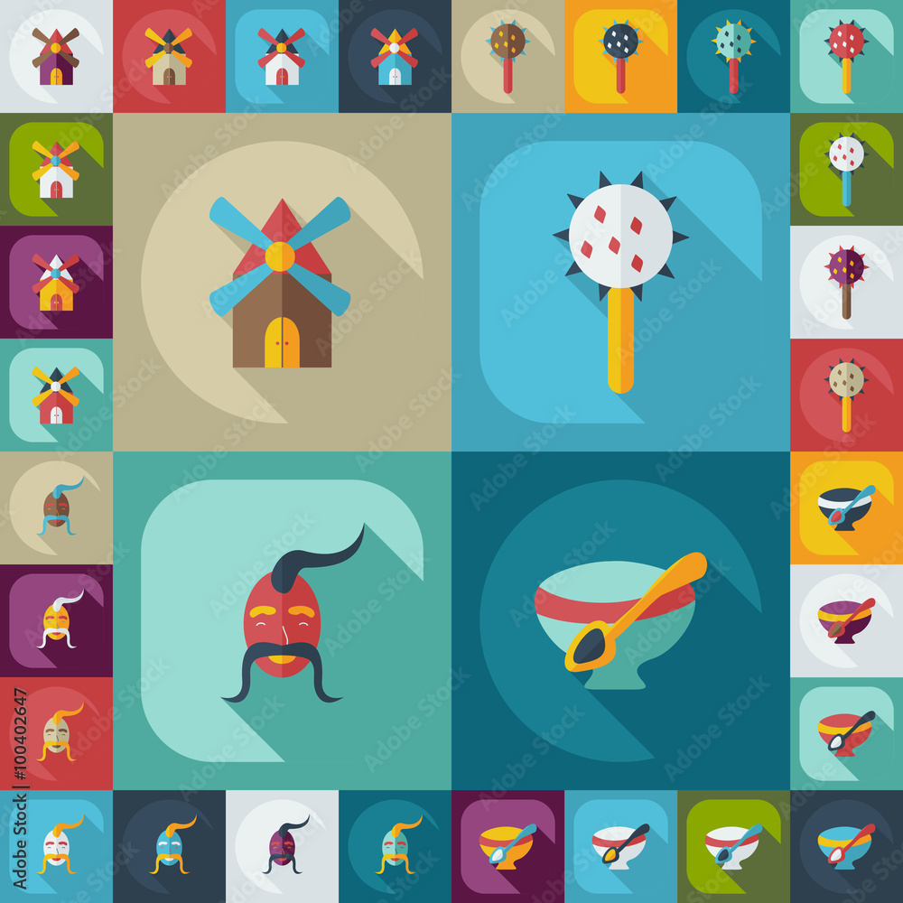 Fototapeta premium Flat concept set modern design with shadow Cossack