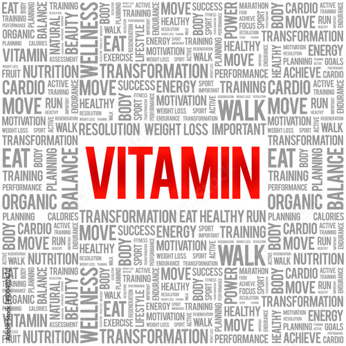 VITAMIN word cloud background, health concept