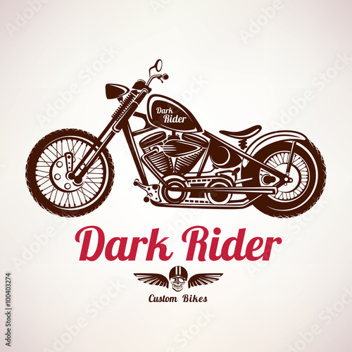 motorcycle grunge vector silhouette, retro emblem and label