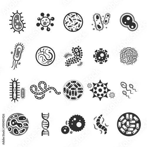 Virus cell icons. Vector illustration.

