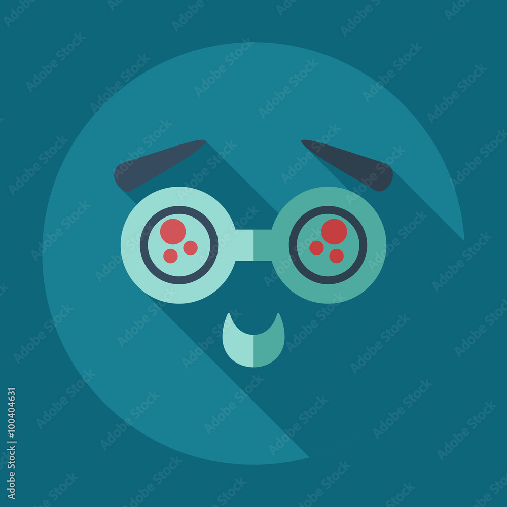 Flat modern design with shadow icons bespectacled smiley