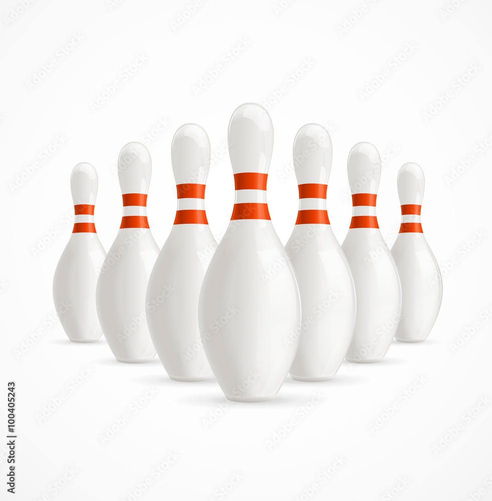 Group of White Bowling Pins. Vector Group of White Bowling Pins. Vector