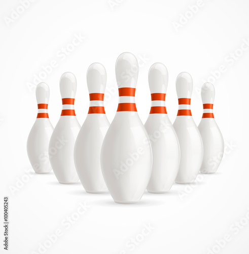 Group of White Bowling Pins. Vector