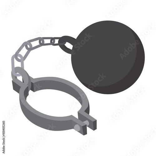 Prison ball and chain cartoon icon