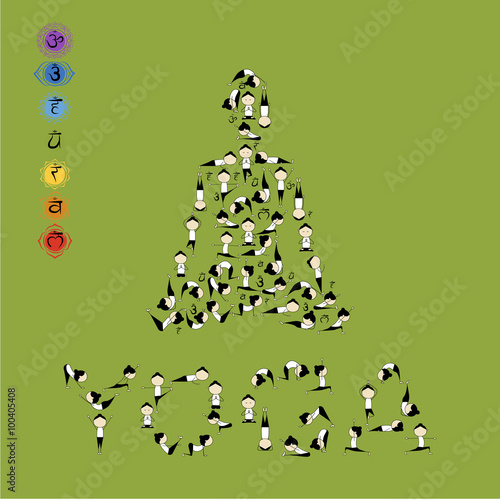 Yoga lotus pose made from asanas for your design