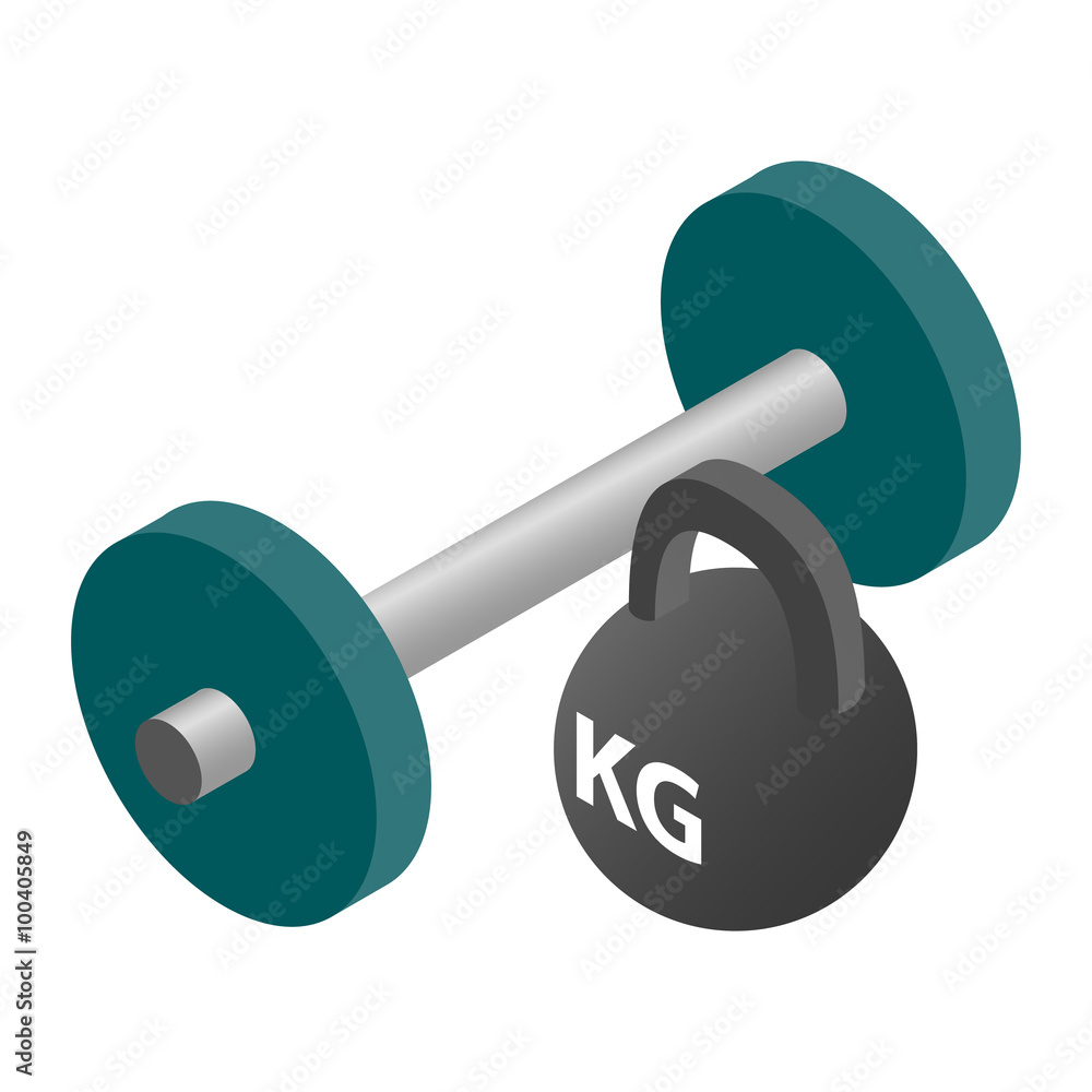 Barbell and weight isometric 3d icon Barbell and weight isometric 3d icon