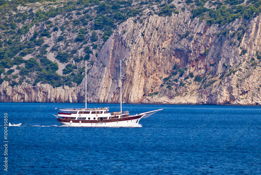 Sailing by the cliffs of Solta island