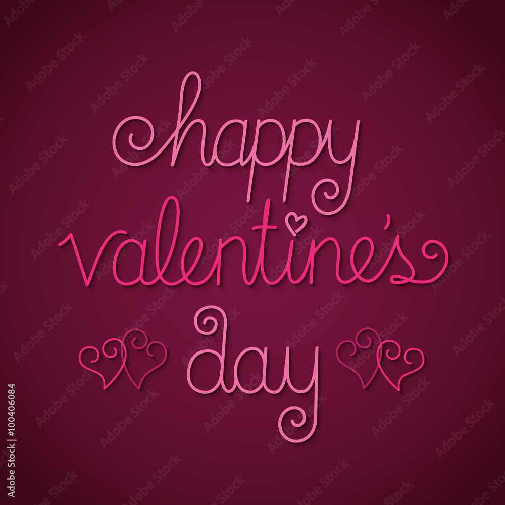 HAPPY VALENTINE’S DAY Card in hand-drawn font with hearts