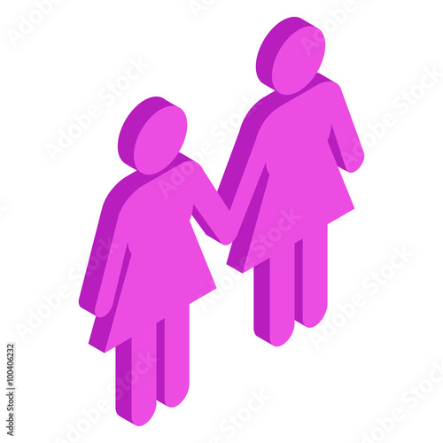 Female couple holding hands isometric 3d icon