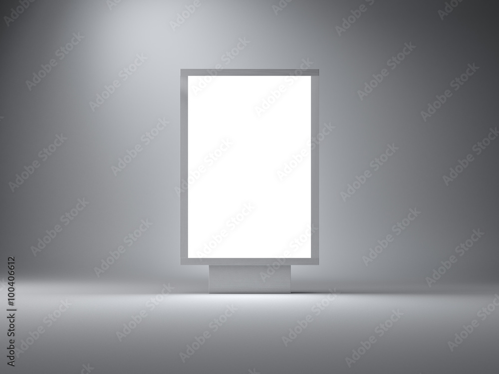 Silver lightbox in the empty studio. Gray wall background. 3d render Silver lightbox in the empty studio. Gray wall background. 3d render