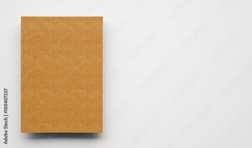 Text book with leather cover on the light background. 3d render