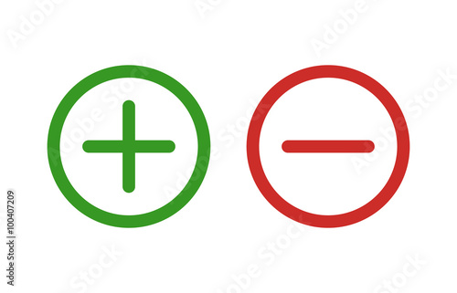Plus and minus or add and subtract line art color icon for apps and websites. photo