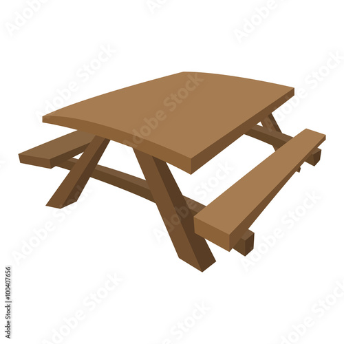 Wooden table with benches cartoon