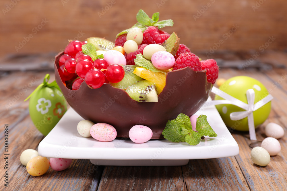 fruit salad and easter egg fruit salad and easter egg