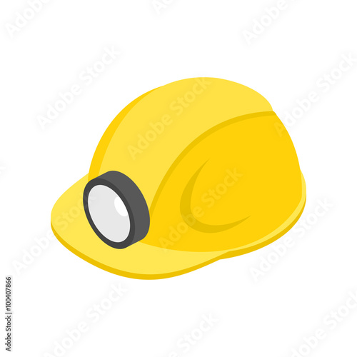 Helmet with flashlight 3d isometric icon