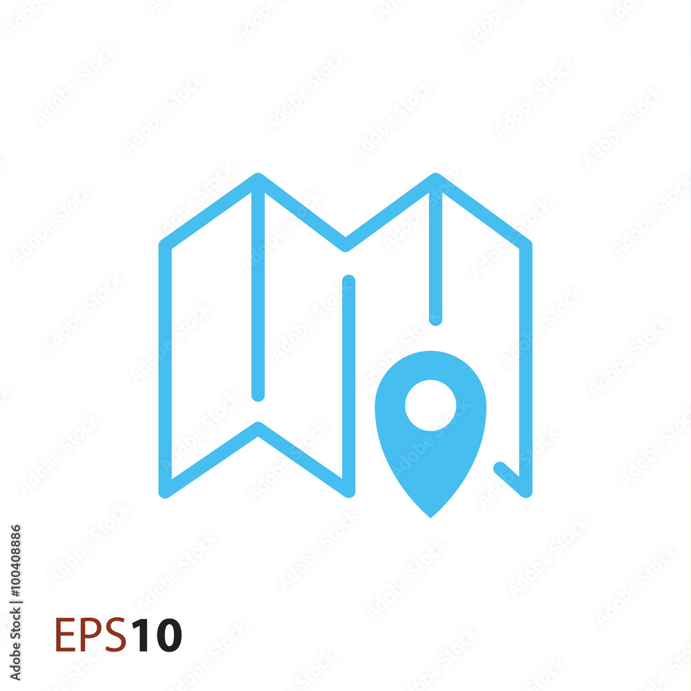 Map with pin icon for web and mobile Map with pin icon for web and mobile