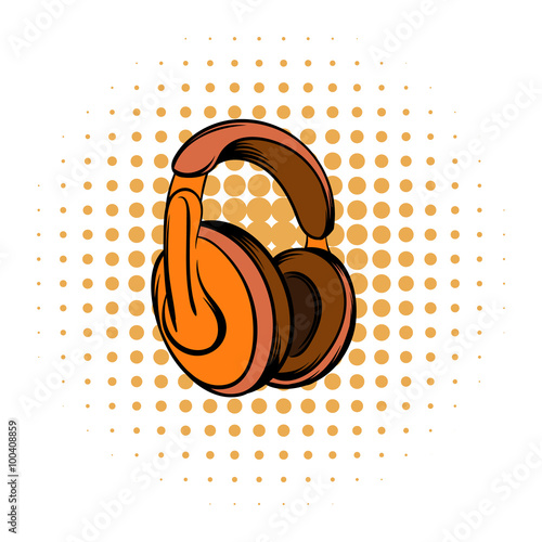Orange headphones comics icon