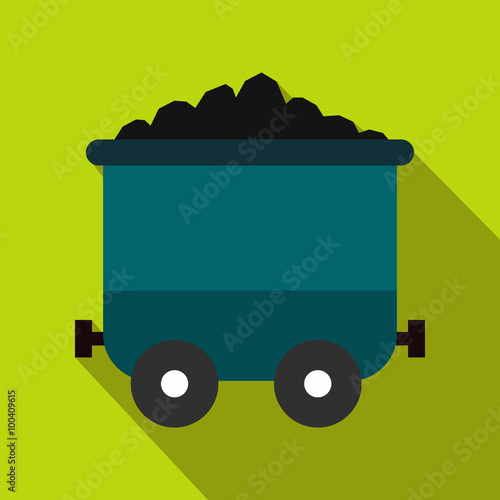 Coal trolley flat icon