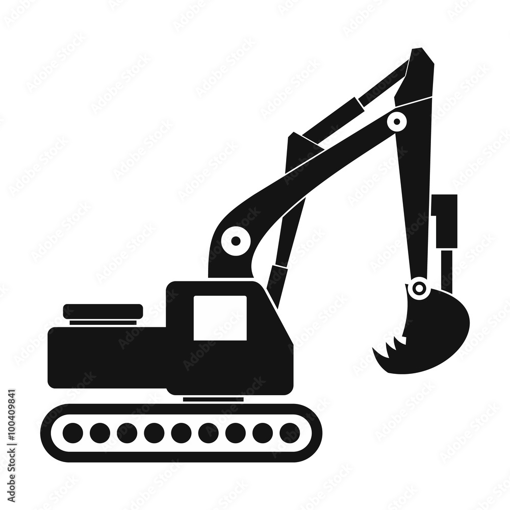 Excavator black simple icon Excavator black simple icon