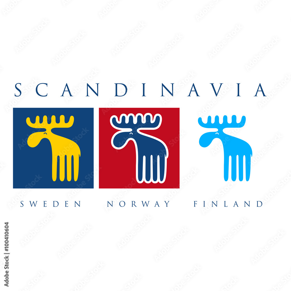 Vector illustration of meese as an animal symbol Scandinavian co Vector illustration of meese as an animal symbol Scandinavian co