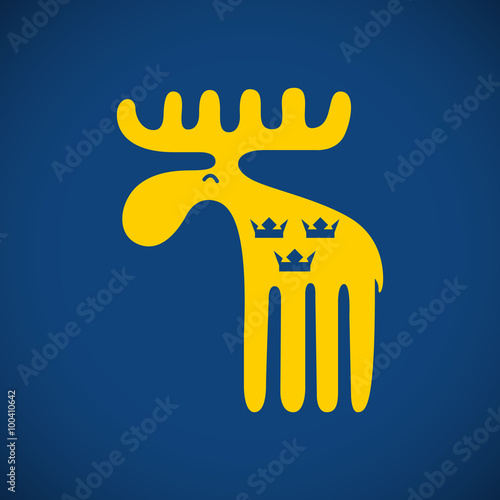 Vector illustration of an animal symbol of Sweden yellow swedish