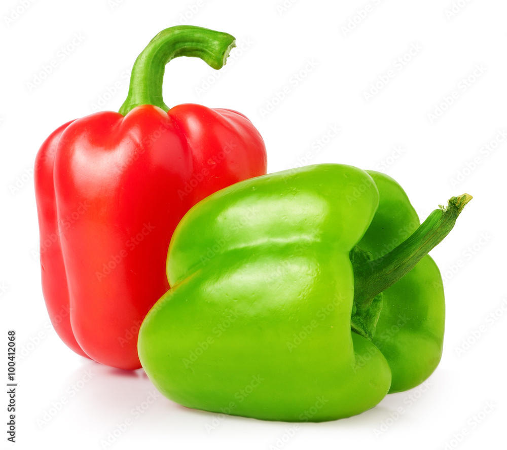 red and green sweet pepper isolated on white red and green sweet pepper isolated on white