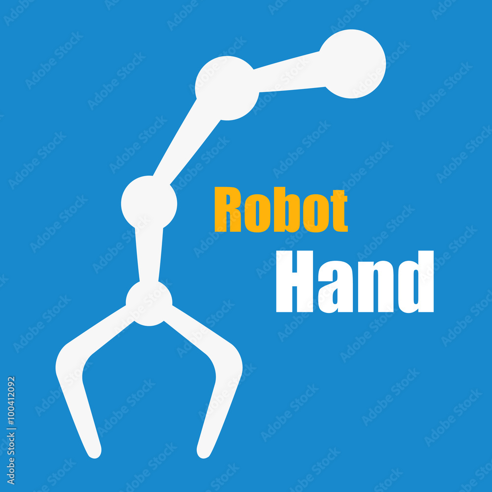 White robot hand on blue White robot hand on blue