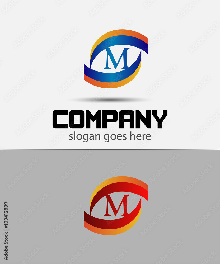 Eye logo element with letter M icons
 - obrazy, fototapety, plakaty 