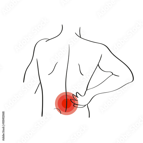 Backache vector illustration isolated on white. Pain icon.