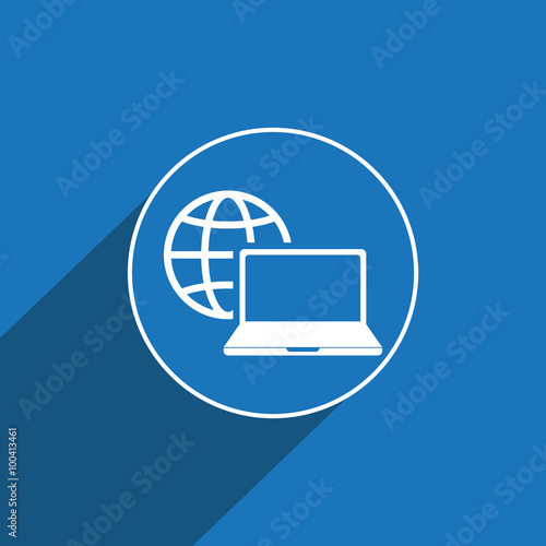 Computer with globe icon. Go to web icon.