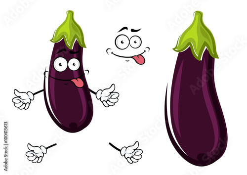 Happy funky cartoon eggplant or aubergine