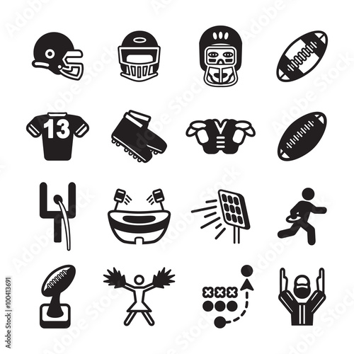 American football icon set. Vector eps10.