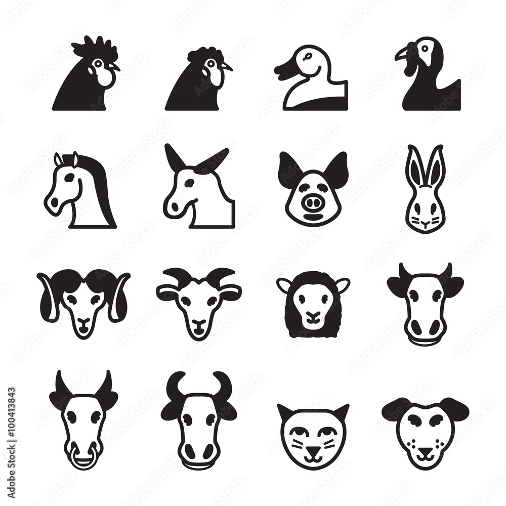 Obraz premium Domestic animals icon set. Vector eps 10.