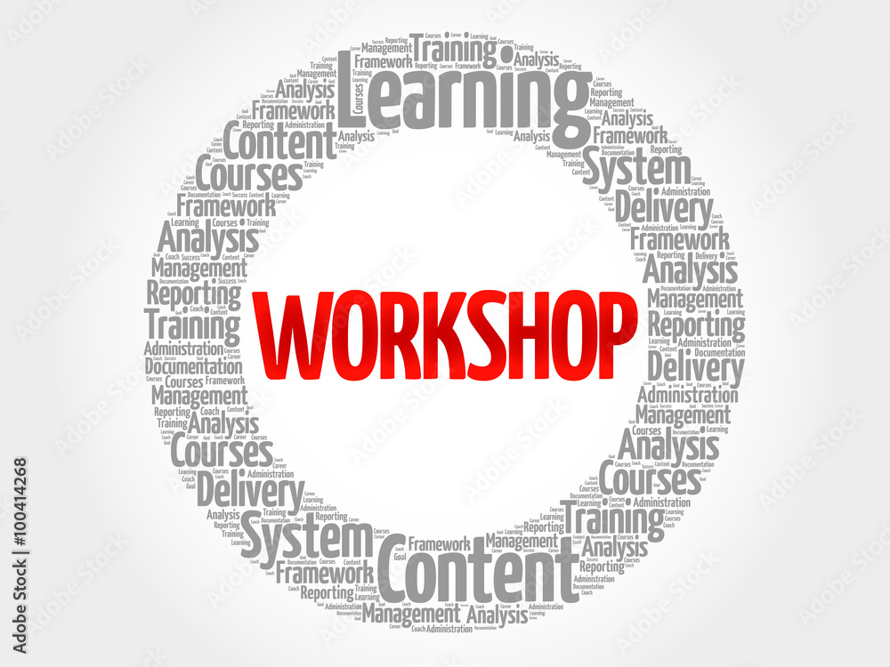 Workshop circle word cloud, business concept Workshop circle word cloud, business concept