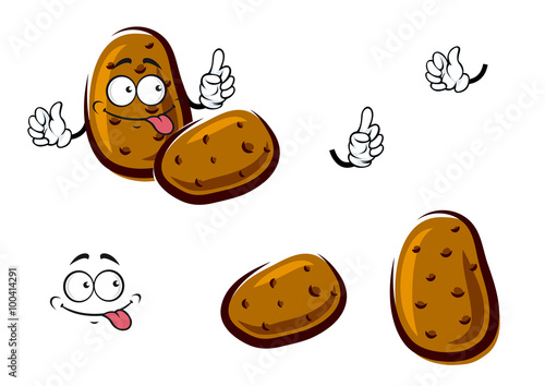 Fresh brown potato cartoon vegetables