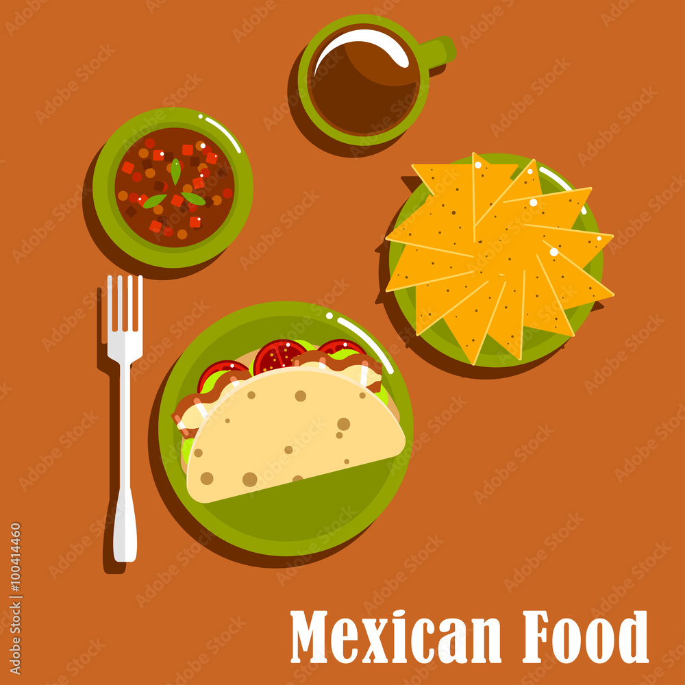 Mexican lunch with tacos and nachos Mexican lunch with tacos and nachos
