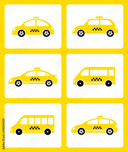 set of yellow taxi cars