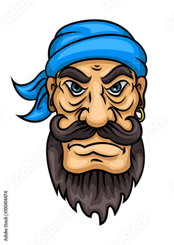 Cartoon bearded pirate sailor or captain