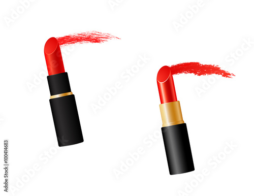 two red lipstick with trace