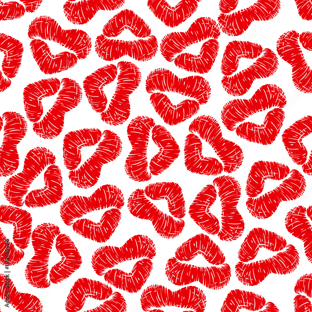 Red lips prints background with woman lipstick Red lips prints background with woman lipstick