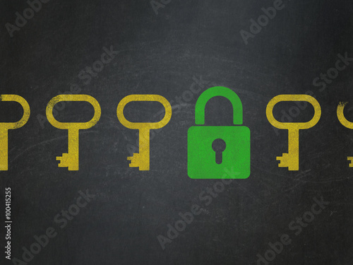 Protection concept: closed padlock icon on School Board background