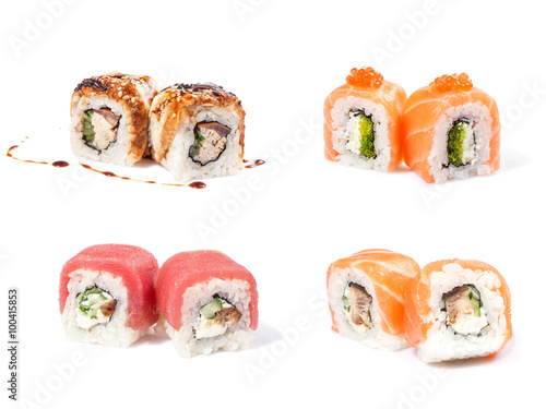 Japanese sushi with fresh seafood photo