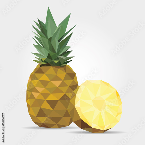 Pineapple, Polygonal Pineapple in Vector