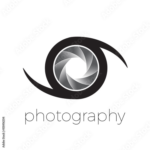 Vector icon diaphragm and eye, photography concept