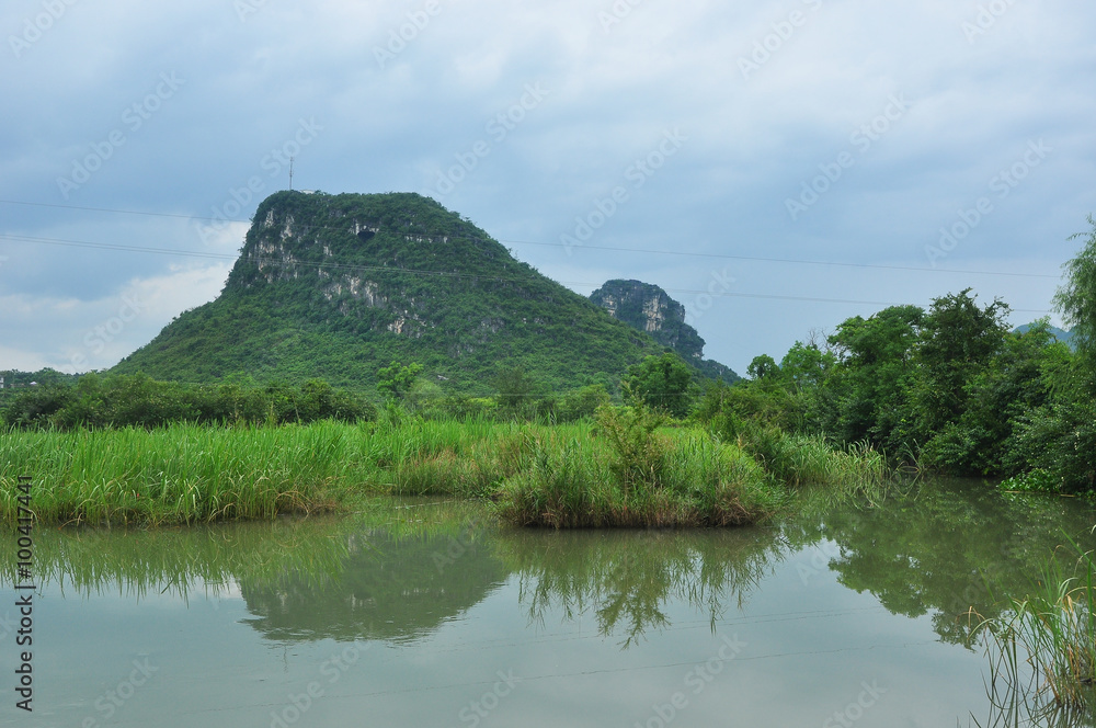Beautiful karst rural scenery at Guilin, China Beautiful karst rural scenery at Guilin, China
