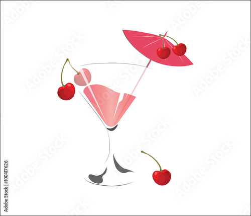 Strawberry cocktail. Vector