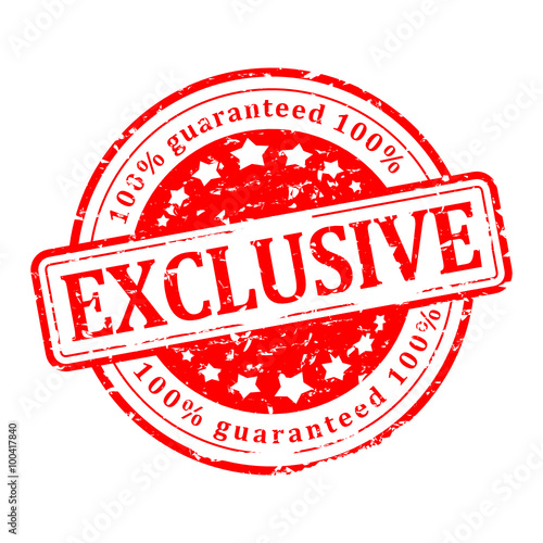 Scratched red round seal with the inscription - exclusive, guaranteed - vector svg