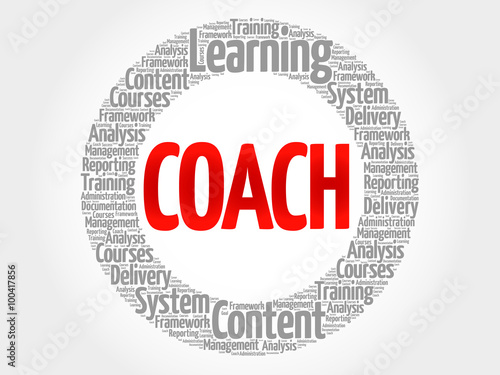 Coach circle word cloud, business concept