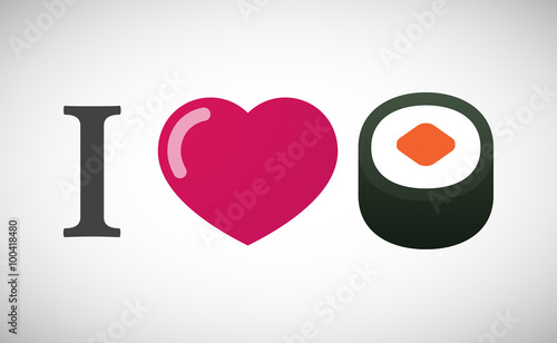 "I love" hieroglyph with a piece of sushi maki