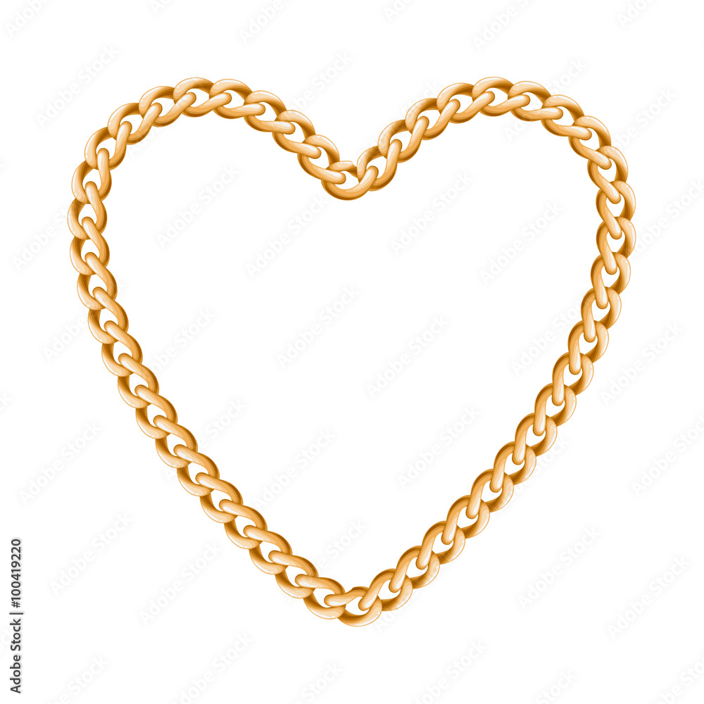 Obraz premium Thik golden chain - heart frame.